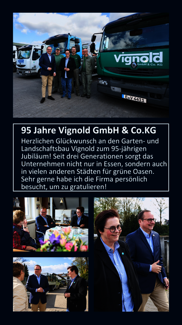 Besuch des Oberbürgermeister Thomas Kufen zum 95. Jubiläum der Firma Vignold.